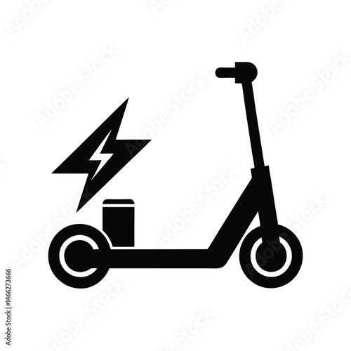 Electric Scooter Charging Icon in Modern Silhouette