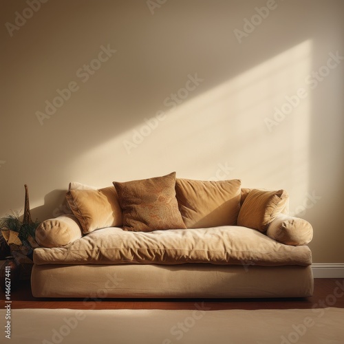Cozy Beige Sofa in a Soft Natural Light Setting