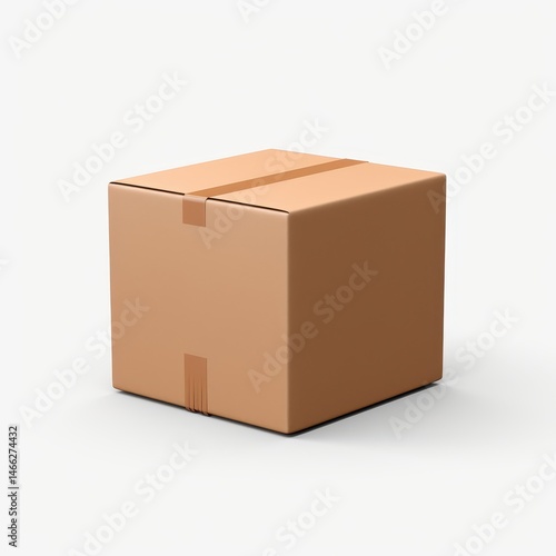 Simple 3D Brown Box Icon with White Background