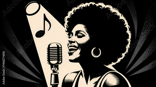 a soul diva sings with 60s 70s tinted colours -abstract inspired background
