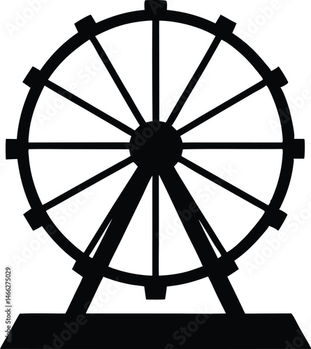 Ferris wheel silhouette vector, Carnival ferris wheel icon vector