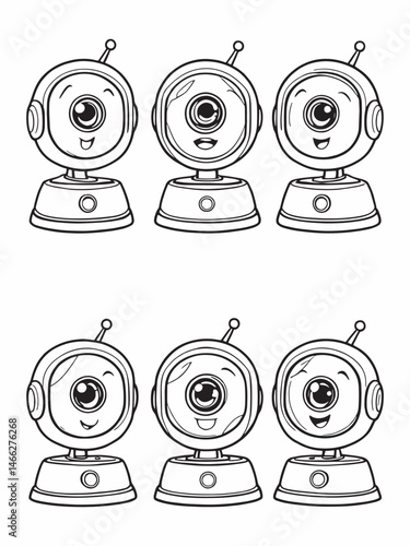 White Baby Monitor Camera Ready to Capture Line Art Design.eps