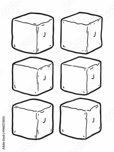 White sugar cubes stacked line art on white.eps
