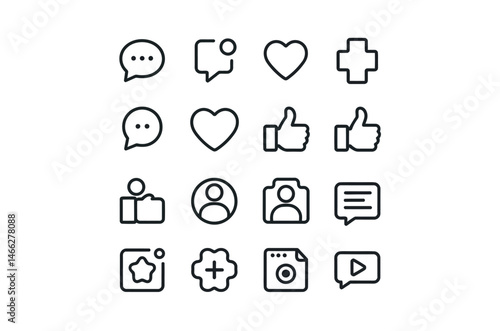Flat Icons Representing Social Media Interactions