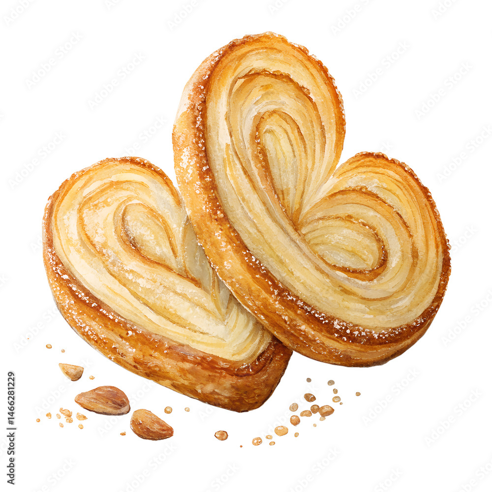 Fototapeta premium Watercolor Palmier dessert illustration isolated on transparent background