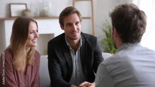 Wallpaper Mural Couple man woman advisor meeting discussion on strategic investment at home couch showing trust and engagement in calm professional setting Torontodigital.ca