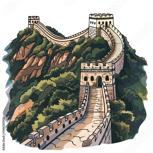 A cute of Great Wall of China vector illustration