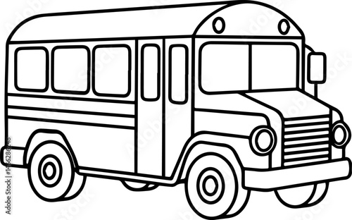 school bus outline vector illustration, line art