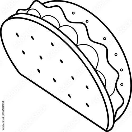 taco outline vector illustration, line art