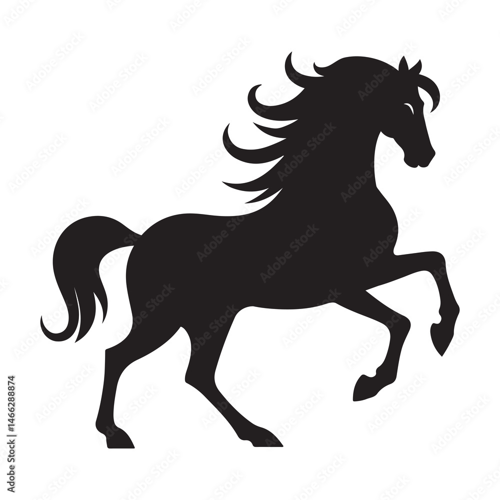 Obraz premium Running wild horse silhouette vector illustration design