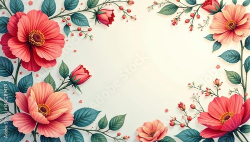 Delicate, stylized floral motif, densely packed, floral pattern, orange, aesthetic