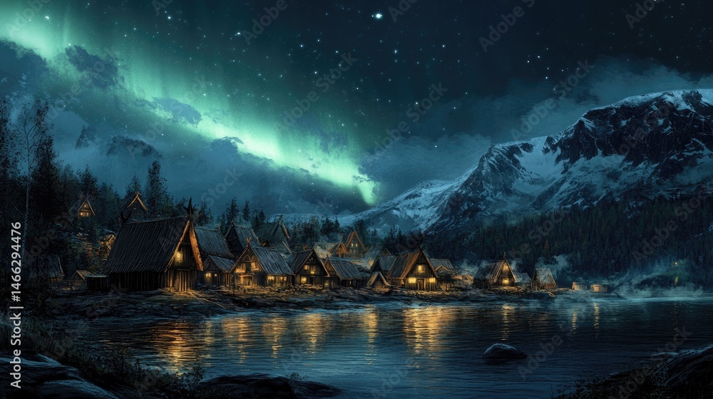 Fototapeta premium night landscape with mountains and clouds