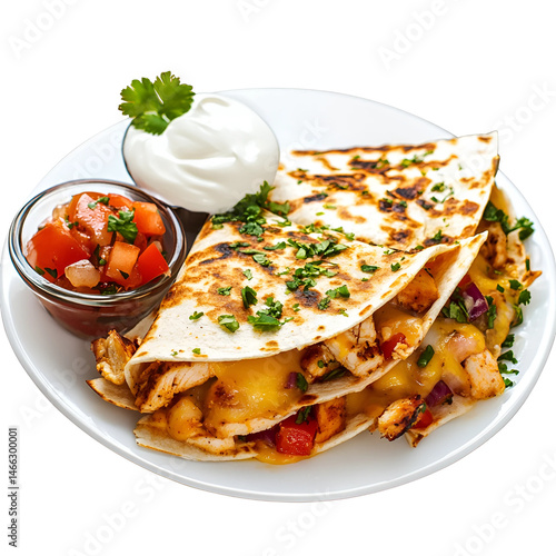 Spicy Chicken Quesadilla isolated on transparent background