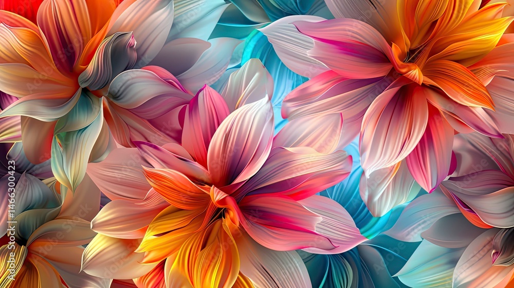 Vibrant floral pattern with abstract petals in a variety of colors Vibrant floral pattern with abstract petals in a variety of colors