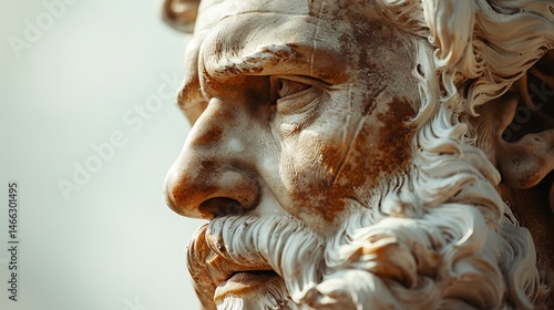 Close-up of a Marble Sculpture of a Man's Face
