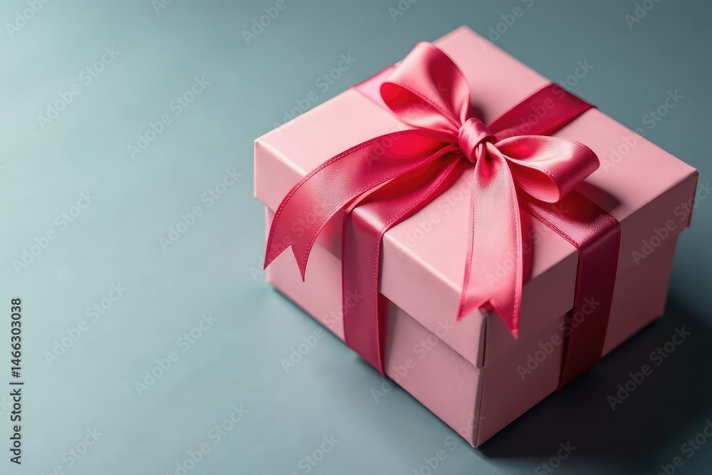 Elegant satin ribbon tied on a gift box, luxurious details, festive, gift wrap, wrapping Elegant satin ribbon tied on a gift box, luxurious details, festive, gift wrap, wrapping