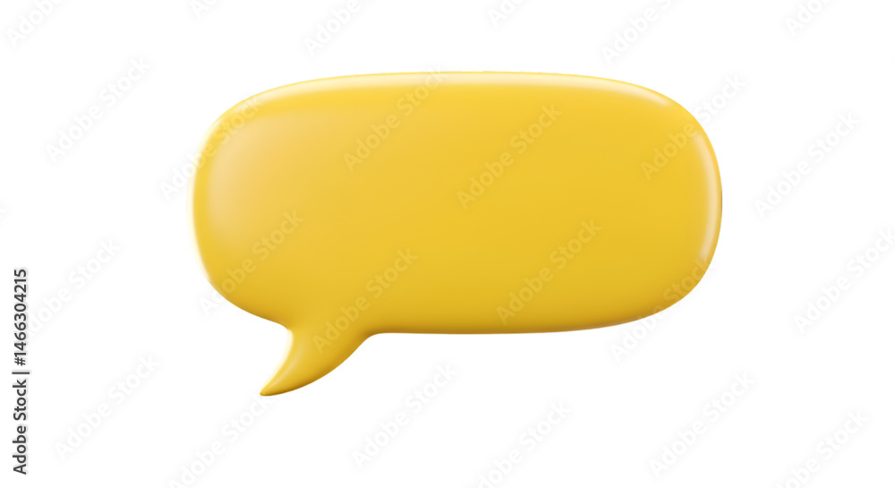 yellow speech bubble with a rounded rectangular shape pointed tail on the bottom left, set transparent background