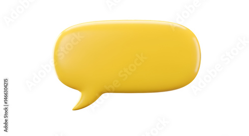 yellow speech bubble with a rounded rectangular shape pointed tail on the bottom left, set transparent background 