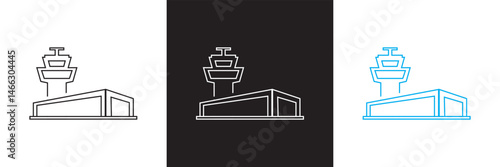 Airport icon. Vector for websites, mobile interfaces, presentations, banner, visual branding etc. Vector illustration. isolated on white and black background. EPS 10 