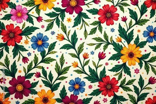 Wallpaper Mural Intricate, flowing floral pattern, continuous design, art, colorful Torontodigital.ca