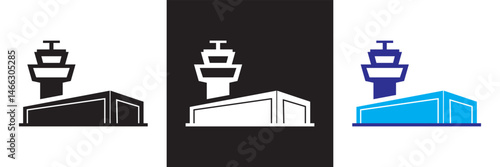 Airport icon. Vector for websites, mobile interfaces, presentations, banner, visual branding etc. Vector illustration. isolated on white and black background. EPS 10 