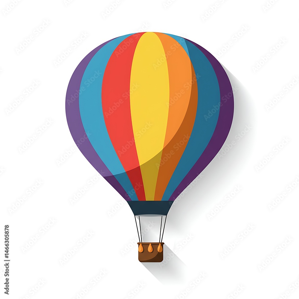 Naklejka premium Stylized Hot Air Balloon with Rainbow Colors for Travel and Adventure