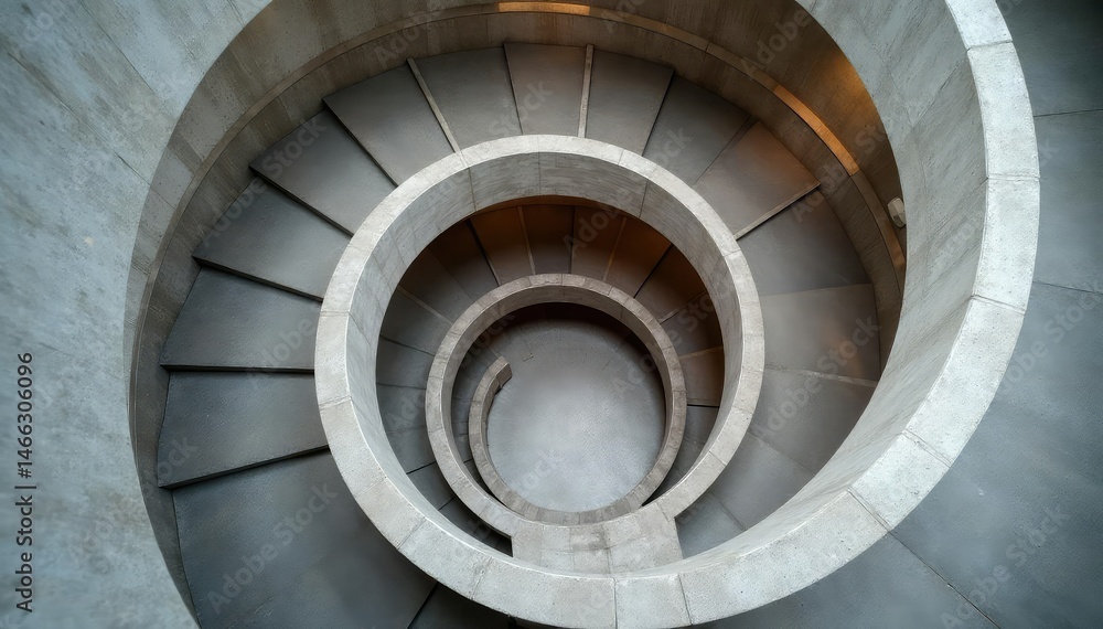 Fototapeta premium Modern minimalist spiral staircase, concrete, geometric, gray, black