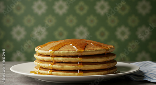Wallpaper Mural Stack of Fluffy Pancakes with Drizzled Maple Syrup on Plate Torontodigital.ca