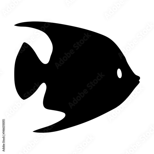 angelfish vector silhouette icon, black and white illustration of fish.