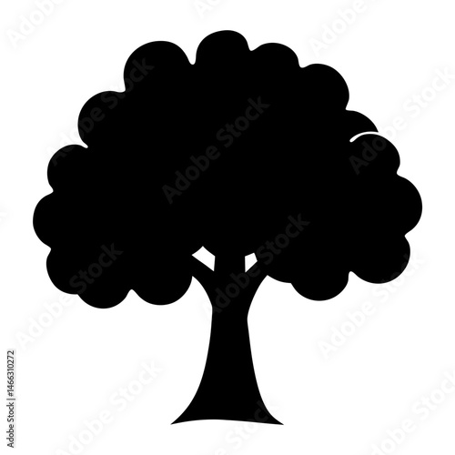 apple tree vector silhouette icon, black and white illustration of trees.