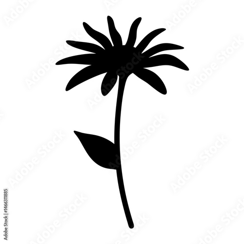 Black and white illustration of bee balm , flower silhouette vector designs.