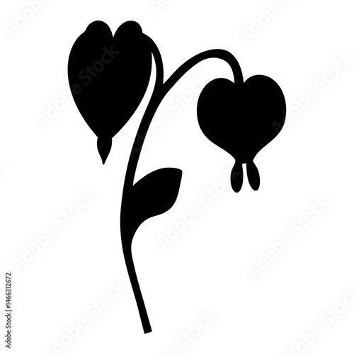 Black and white illustration of bleeding heart , flower silhouette vector designs.