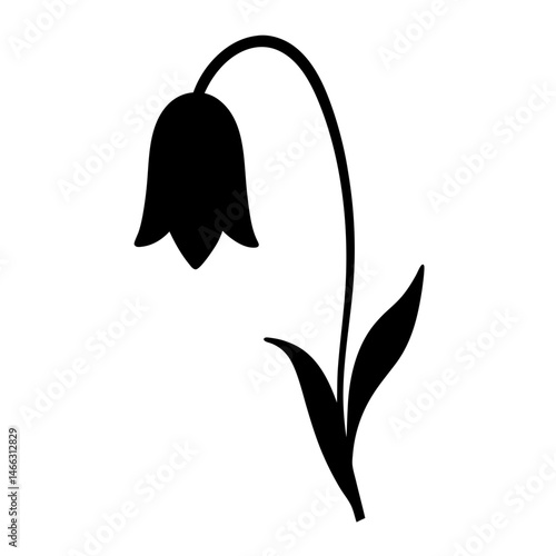 Black and white illustration of bluebell , flower silhouette vector designs.