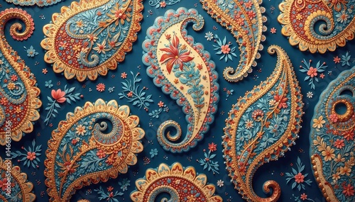 Wallpaper Mural Classic paisley wallpaper, muted tones, elegant design , traditional, geometric, fabric design Torontodigital.ca