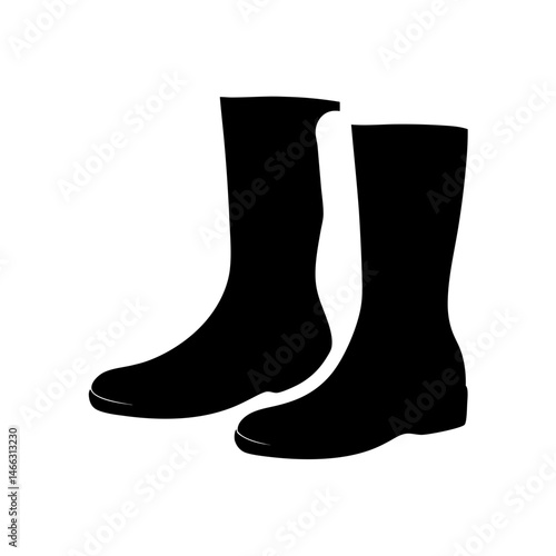 boots vector silhouette icon, black and white illustration of footwear.
