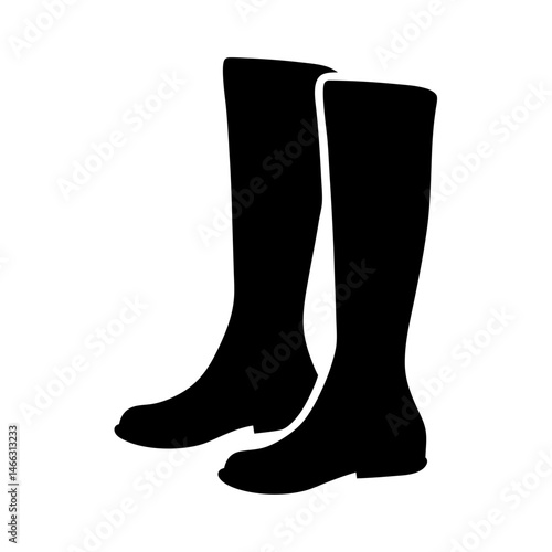 boots vector silhouette icon, black and white illustration of footwear.