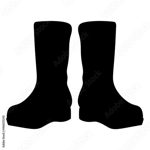 boots vector silhouette icon, black and white illustration of footwear.