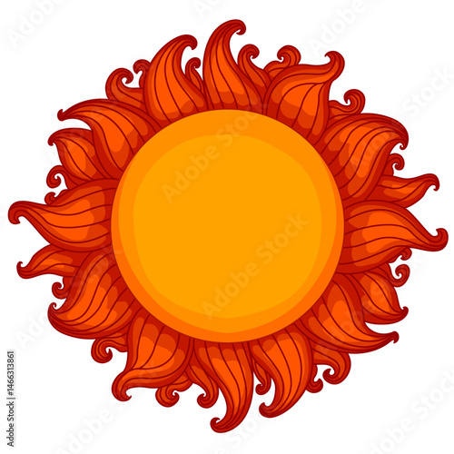 vector sun design. Cartoon clip art isolated on transparent background. Hand drown design element. 