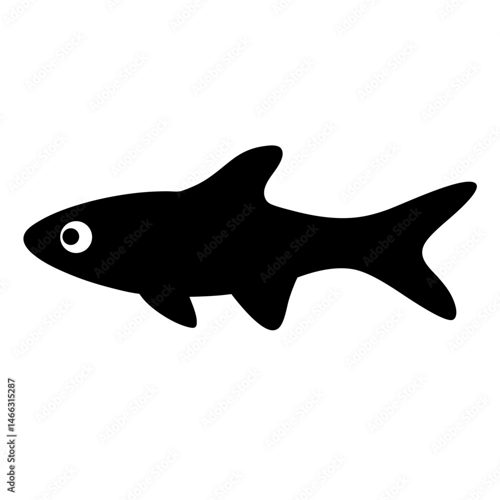 Obraz premium celestial pearl danio fish vector silhouette icon, black and white illustration of fish.