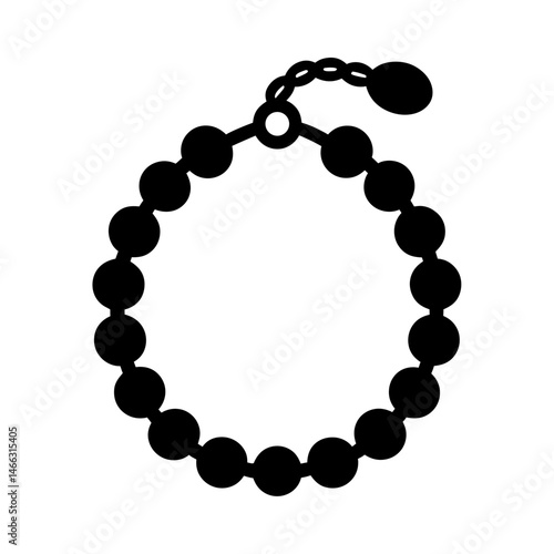 charm bracelets vector silhouette icon, black and white illustration of footwear.