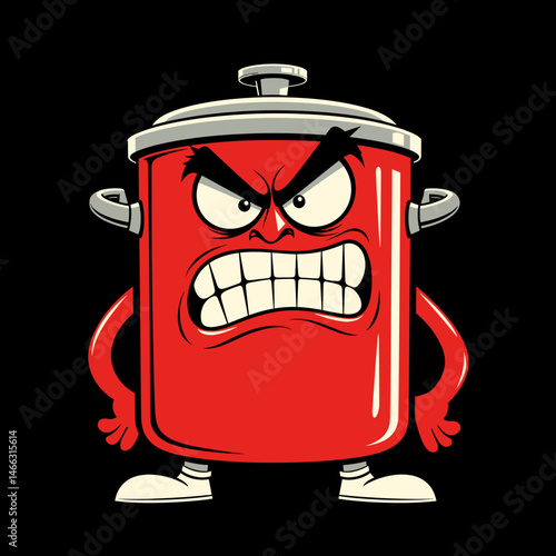 Wallpaper Mural Angry red pot with arms and legs on black background Torontodigital.ca