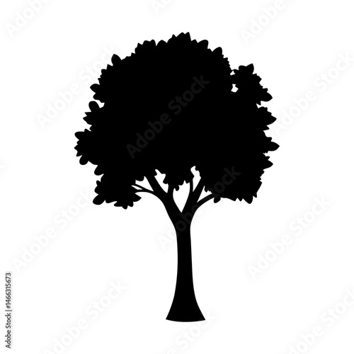 chestnut tree vector silhouette icon, black and white illustration of trees.