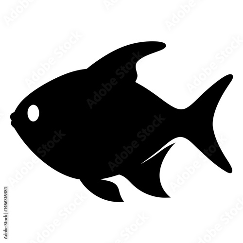congo tetra fish vector silhouette icon, black and white illustration of fish.