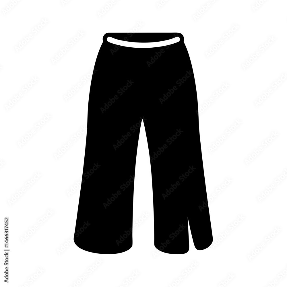 culottes vector silhouette icon, black and white illustration of clothing. culottes vector silhouette icon, black and white illustration of clothing.