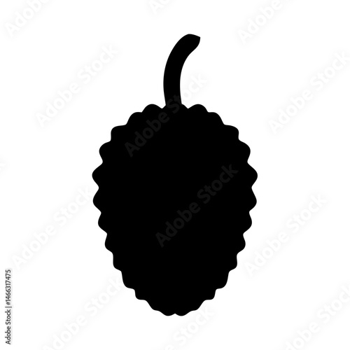 custard apple vector silhouette icon, black and white illustration of fruits.