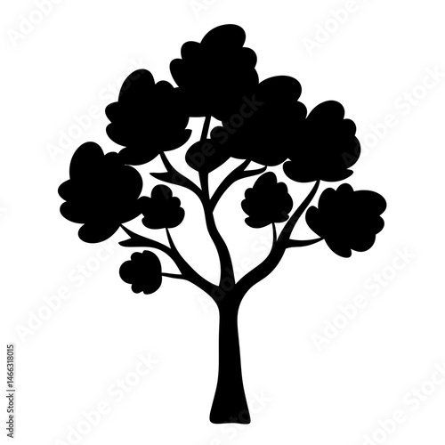 dogwood tree vector silhouette icon, black and white illustration of trees.