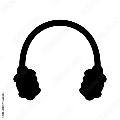 ear muffs vector silhouette icon, black and white illustration of footwear.