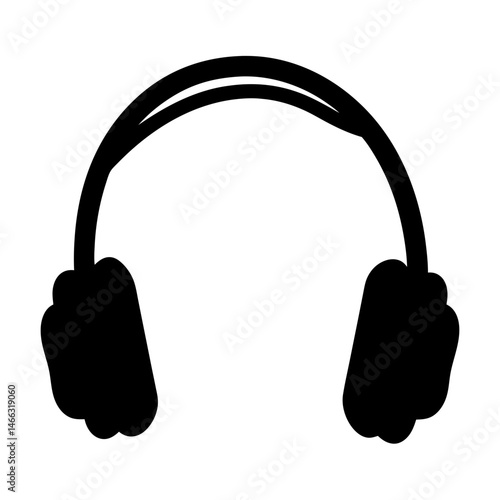 ear muffs vector silhouette icon, black and white illustration of footwear.