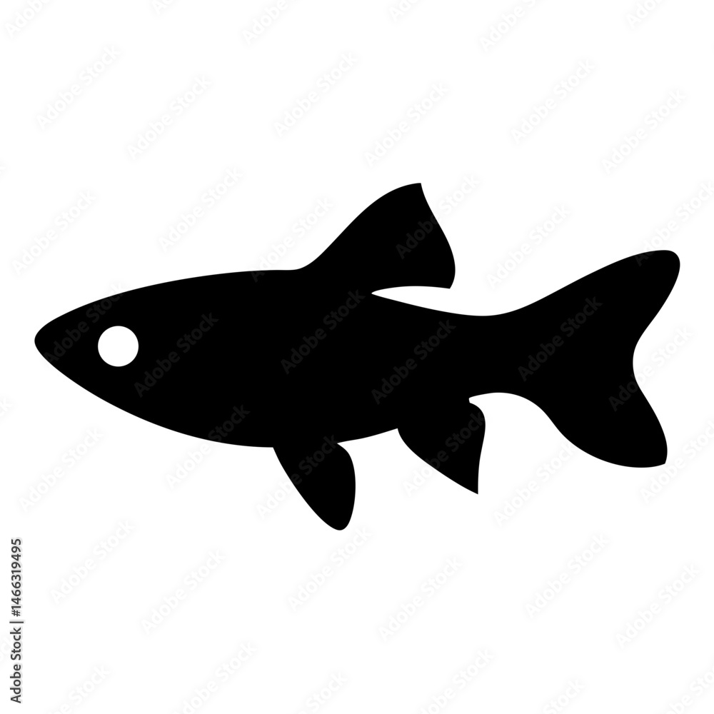 Obraz premium endler s livebearer fish vector silhouette icon, black and white illustration of fish.