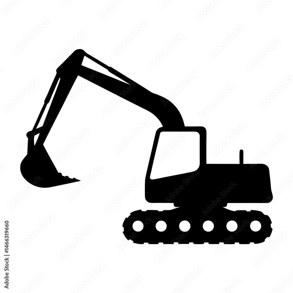 Naklejka premium excavator , black and white illustration of vehicles.